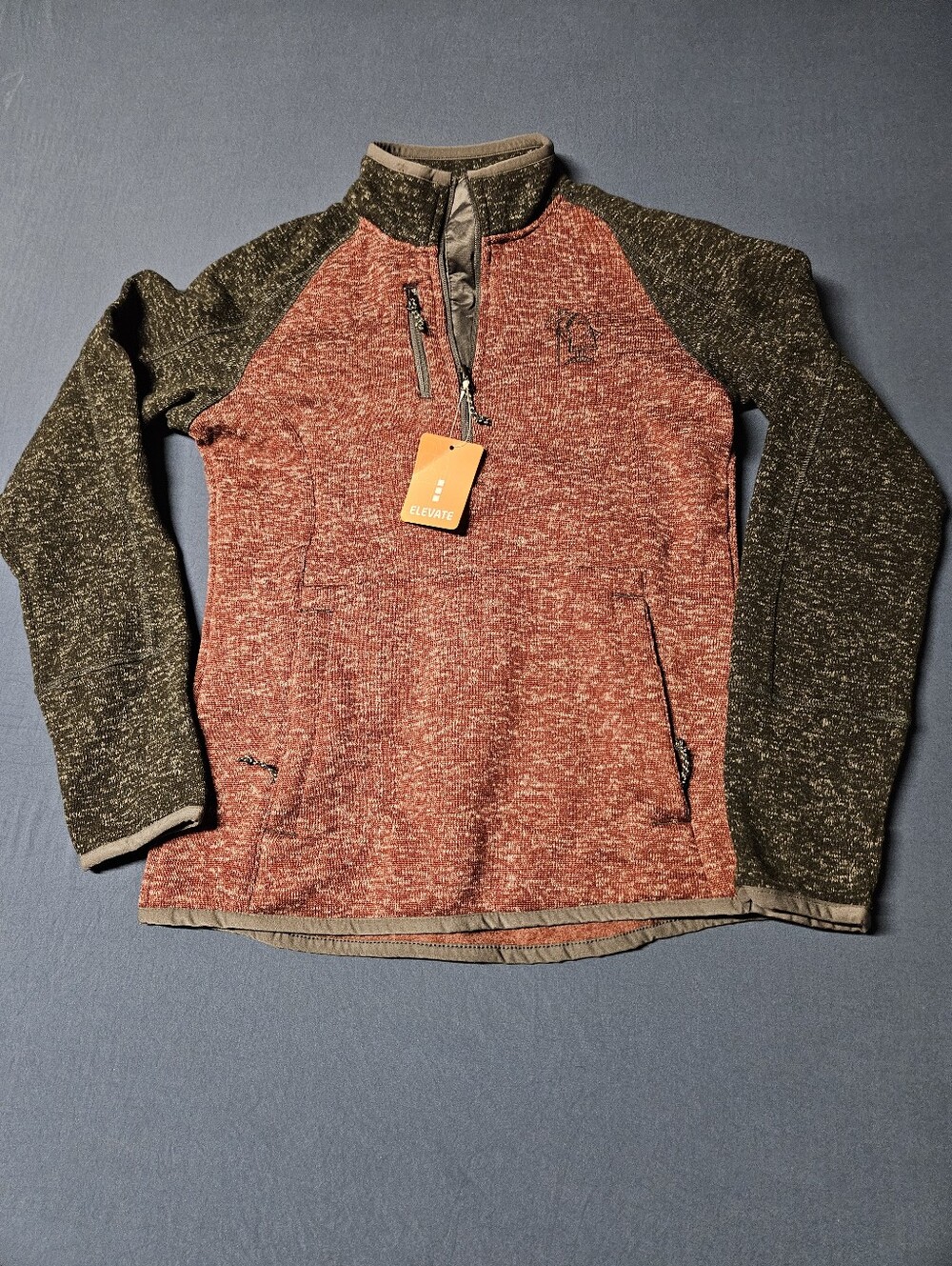 NWT Elevate Women's Small S Sweater Fleece Quarter Zip Pullover Jacket Red Gray